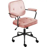 Beliani Bürostuhl Rosa Samt mit Gebremsten Rollen Armlehnen Höhenverstellbar Klassisch Retro Arbeitsstuhl Home-Office Wohnzimmer
