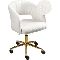 Beliani Bürostuhl Cremeweiß Bouclé mit Armlehnen Höhenverstellbar Rollbar Drehbar Home-Office Büro Arbeitszimmer Ausstattung Sitzmöbel Arbeitshocker