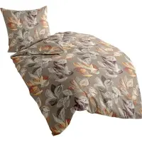 TRAUMSCHLAF Biber Bettwäsche Westland nuss 155x220 cm + 80x80 cm