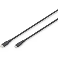 Digitus Lightning Silikon Anschlusskabel, USB-C - Lightning, 1m, schwarz, 1 m, Lightning, USB A, Stecker, Stecker, Schwarz