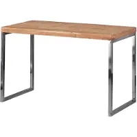 Wohnling Schreibtisch GUNA Massivholz Akazie Computertisch 120 x 60 cm aus echtem Holz Laptoptisch im Landhaus-Stil Konsolen-Tisch mit Metallbeinen