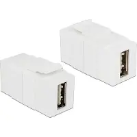 DeLOCK Keystone module - USB-Adapter - USB (W) zu USB (W) - USB 2.0 - umkehrbarer A-Stecker - weiß