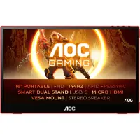 AOC 16G3/69, 39,6 cm (15.6"), 1920 x 1080 Pixel, 16:9, 4 ms, 16,7 Millionen Farben, 1000:1