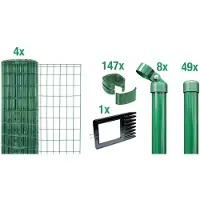 Alberts Fix-Clip Pro Gartenzaun, Höhe 153 cm, Länge 100 m, Zaun-Komplettset zum Einbetonieren, grün