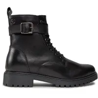 Tamaris Damen Schnürstiefeletten/ Biker Boots Schwarz Glattleder Größe: 36