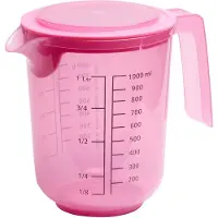 Assheuer & Pott APS 30073 Rührbecher MIXUP, mit Deckel, Polypropylen, inkl. Spritzschutz, 1 Liter, Ø 12,5 cm, Höhe 16 cm, pink