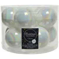 Décoris Weihnachtskugeln Glas d6 cm weiß/iris 10Stk Weihnachten (wit)