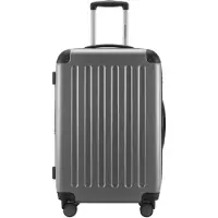 Hauptstadtkoffer Spree - Trolley 65cm mit Erweiterung, Hardshell Suitcase, Check-In Reisekoffer Gepäck 20 kg 4 Rollen, Hartschalen-Koffer TSA, 74L,Silber