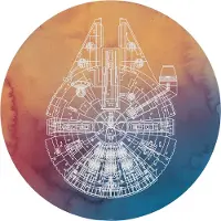 Komar Fototapete "Vlies selbstklebend - Star Wars Millennium Falcon - Größe 125 x 125 cm" bedruckt glatt Kinderzimmer