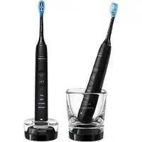 Philips DiamondClean 9000 HX9914/63 2x Elektrische Schallzahnbürsten + 4 C3 Bürstenköpfe, Erwachsener, Schallzahnbürste, Zahnfleischpflege, Whitening, Schwarz, 2 min, 4 x 30 sec, Ergonomisch
