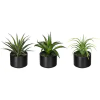 Creativ Green Künstliche Zimmerpflanze "Set aus Aloe, Agave und Tillandsie" im Keramiktopf, 3er Set