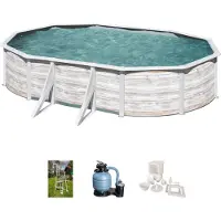 Gre Ovaler Stahlwandpool mit Nordicoptik KIT610N – 610 x 375 x 120 cm, Komplettset