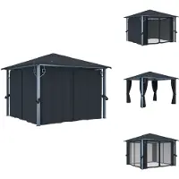 The Living Store Pavillon mit Vorhängen 300×300 cm Anthrazit Aluminium