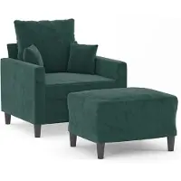 vidaXL Sessel mit Hocker Dunkelgrün 60 cm Samt