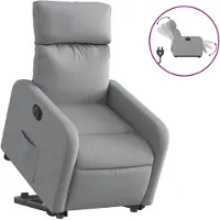 vidaXL Relaxsessel mit Aufstehhilfe Elektrisch Hellgrau Stoff