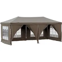 The Living Store Partyzelt Faltbar mit Seitenwänden Taupe 3x6 m