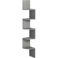 Vasagle 5-stufiges Eckregal, Wandregal, Schweberegal für Wohnzimmer, Büro, Küche, Schlafzimmer, Pflanzen, CDs, Dekorationen, modern, Taubengrau