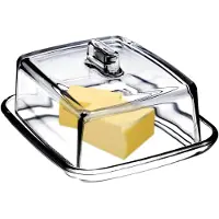 Kadax Butterdose, Butterdose aus Glas mit Deckel, Butterbehältergriff