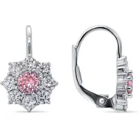 Brilio Silver - Silver earrings with clear and pink zircons EA120W