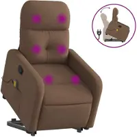 vidaXL Massagesessel mit Aufstehhilfe Braun Stoff