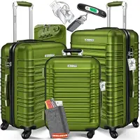 Kesser 3tlg. Hartschalenkofferset Hartschalenkoffer Reisekoffer Set Reisekofferset Trolley Koffer Inkl. Kofferwaage + Gepäckanhänger Rollkoffer Schloss 4 Rollen ABS-Hartschale Teleskopgriff M-L-XL