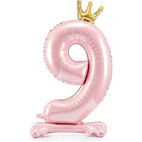 Party Deco Ballon Zahl 9 auf fuss - Rosa