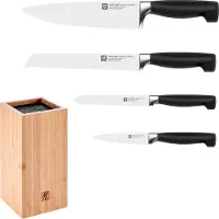 Zwilling Messerblock "**** VIER STERNE, inkl. 4 Messer" 5 Stk. mit flexiblen Kunststoff-Borsten, Bambus