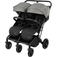 Babygo Zwillingsbuggy "Zwillingskinderwagen GOTwice", Baby, grau (grau melange), Kinderwagen Zwillingsbuggy, mit drei schwenkbaren Vorderrädern