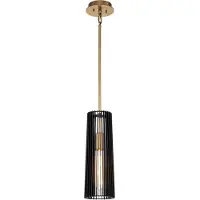 Licht-Erlebnisse Hängeleuchte Metall E27 Ø 15,2 cm rund H: max. 149,9 cm in Messing Schwarz Modern