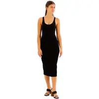 Armani Exchange für Damen. XW000820AF13729UC001 Schwarzes Midikleid (L), Lässig, Viskose, Ärmellos / Hosenträger
