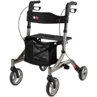 Bischoff & Bischoff Rollator Capero, faltbar, Leichtgewichtrollator mit Rückengurt, Platin