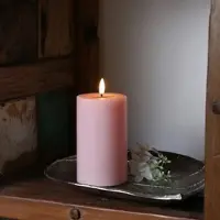 Deluxe Home Art LED Stumpenkerze MIA - Echtwachs - realistische 3D Flamme - H: 12,5cm - D: 7,5cm...