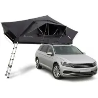 Juskys Autodachzelt Lago 140 x 240 cm - LED-Beleuchtung & Leiter - Schwarz