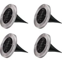 Grundig Solarlampen für Außen Set von 4 Bodenleuchten - Outdoor Lampe LED - Wegeleuchten Außen auf Solarenergie - Edelstahl - Cool White