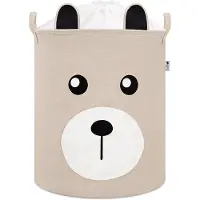 Sipo Koš na hračky se šňůrkou, skládací bavlněný / 43 l, Teddy Bear Beige