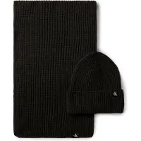Calvin Klein Strickmütze "Monogram Rib Scarf Beanie Set" mit Logopatch