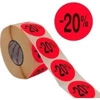 Meto Promo-Etiketten -30%, rund, rot fluor rund, Durchmesser: 40 mm, selbstklebend, lösemittelfrei