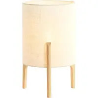 Light & Living Tischlampe Litto Ø 28cm – Holzoptik mit Naturleinen