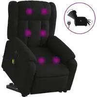 vidaXL Elektrischer Massagesessel mit Aufstehhilfe Schwarz Stoff