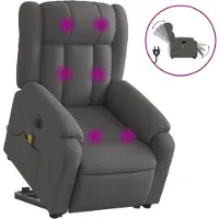 vidaXL Elektrischer Massagesessel mit Aufstehhilfe Dunkelgrau Stoff