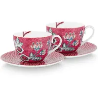 Pip studio Kaffeetasse Flower Festival Dark Pink 280 ml (2er-Set)