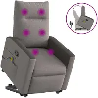 vidaXL Massagesessel mit Aufstehhilfe Taupe Stoff