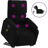 vidaXL Elektrischer Massagesessel mit Aufstehhilfe Schwarz Stoff