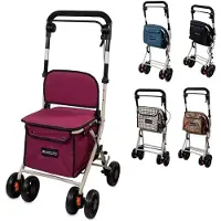 Mobiclinic Rollator Mit großer einkaufstasche und sitz Mit korb Zusammenklappbarer 21 L Coliseo Einkaufswagen 4 Rädern Stahl Einkaufswagen