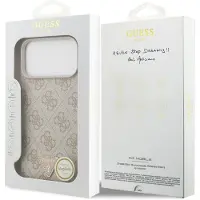 GUESS Etui Leder 4G Triangle Strass Magsafe Na Iphone 17 Pro Max - Różowe