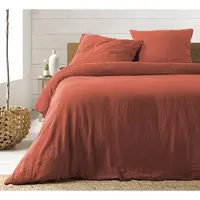 Promo Linge Bettwäsche-Set - PROMO BETTWÄSCHE - Alia - Baumwollgaze - 260x240cm - Terrakotta