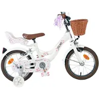 Volare Kinderfahrrad Blossom 14 Zoll ohne Rücktrittbremse, weiß