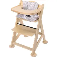 Sunny Fynn Hochstuhl aus Holz Naturfarben | Hochstuhl Baby, Kinderhochstuhl Inklusive Abnehmbarem Essbrett, Kissenset und Sicherheitsgurt | ab ca. 9 Monaten | 55,5 x 55 x 80 cm