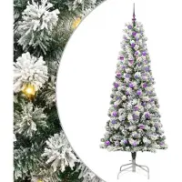 vidaXL Künstlicher Klappbarer Weihnachtsbaum Grün und Weiß 240 cm 3395619