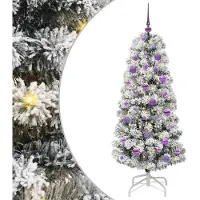 vidaXL Künstlicher klappbarer Weihnachtsbaum Grün und Weiß 150 cm